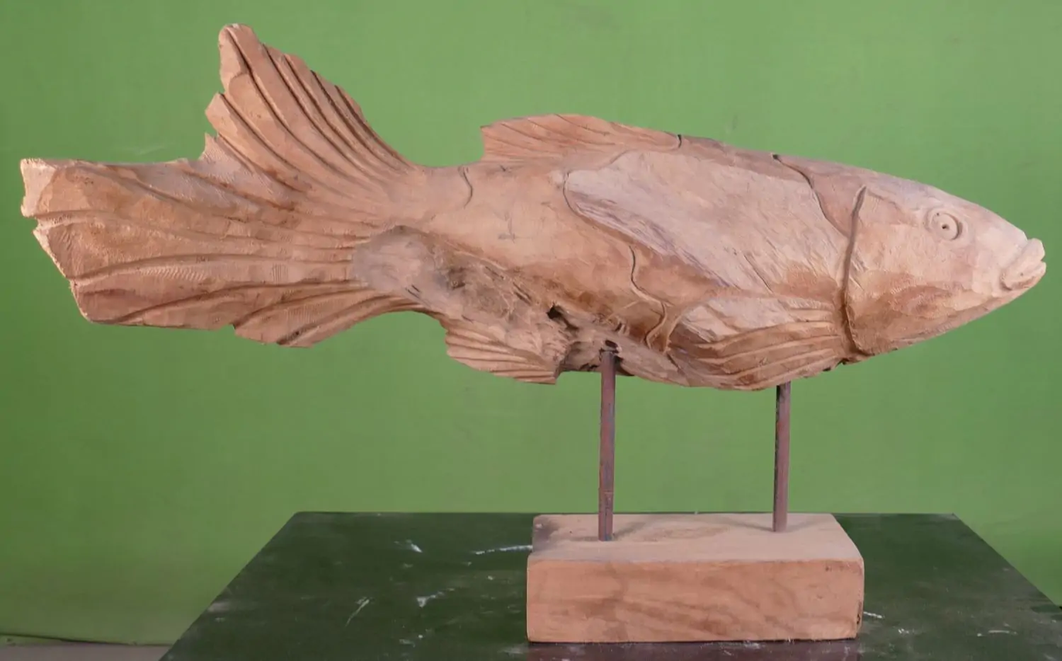  Product image 5 of the product “Carved fish wood on stand made from teak root pieces ”